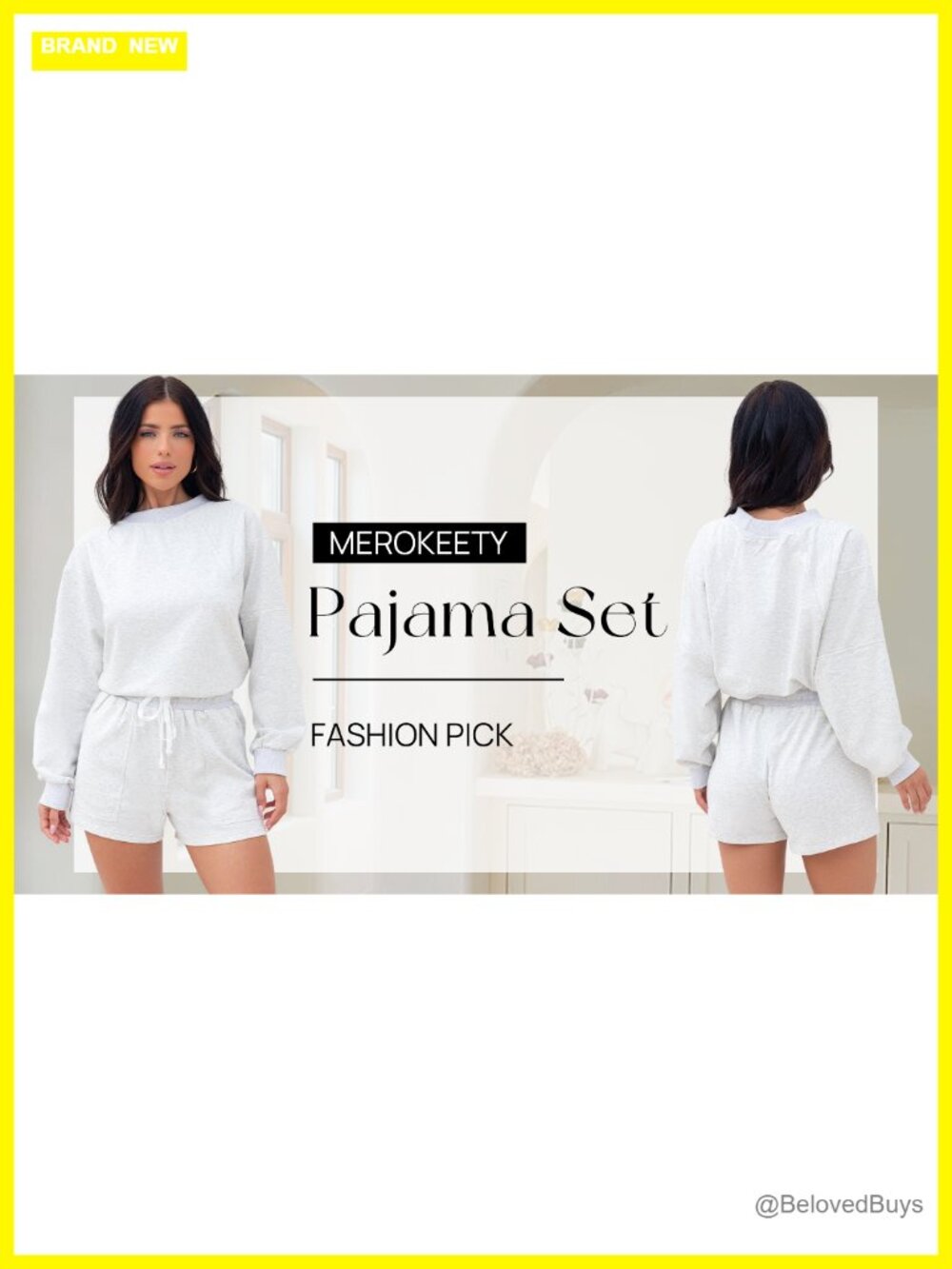 Oversized Batwing Sleeve Lounge Set Top and Shorts 2 Piece Sweat Set - Picture 6 of 6